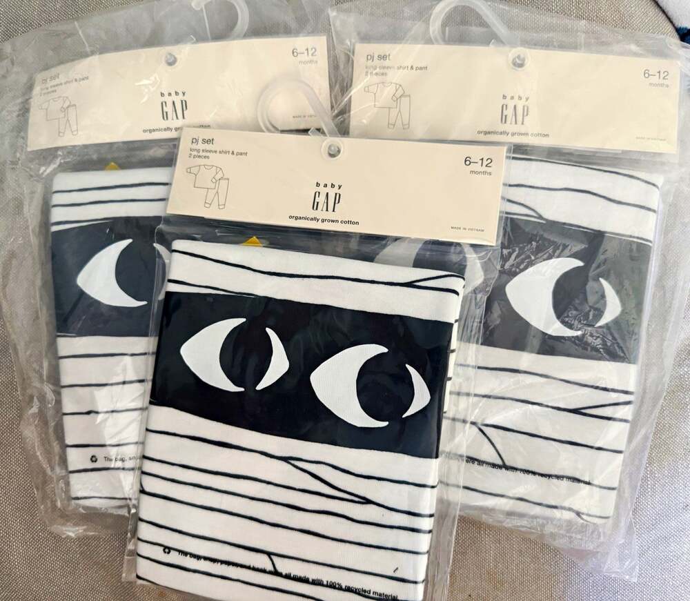 Gap Organic Cotton 2-Piece Long Sleeve Pajama Set 6-12M Black/White